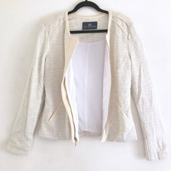 Tart Collections Jacket Shacket M Hale Boucle Tweed Terry Cloth Off White Pocket - Picture 6 of 10